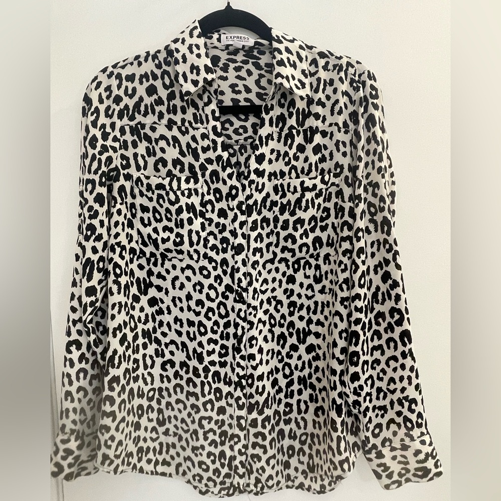Express Women's Portofino Button Down Shirt in Animal Print
